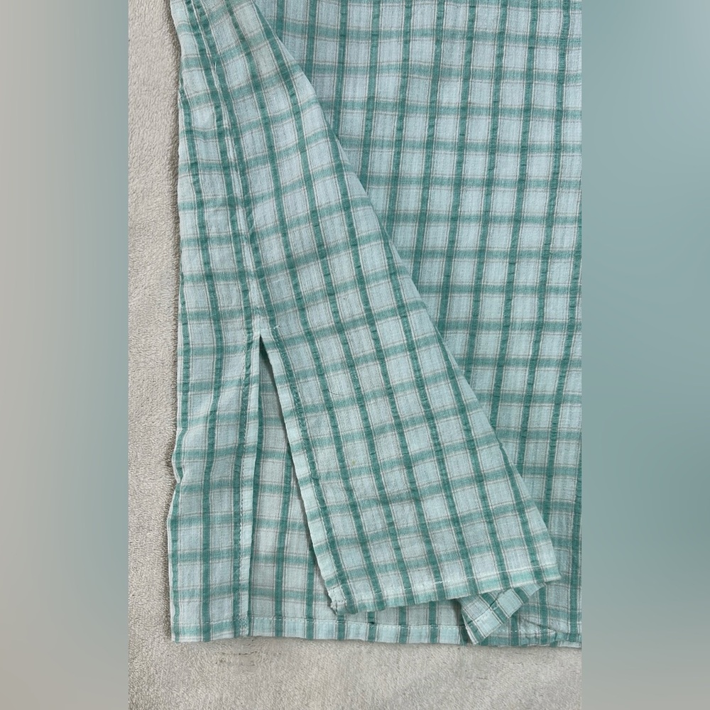 Nautica Shirt Plaid Medium Women’s Green/White Cotton Short Sleeve - Picture 3 of 9